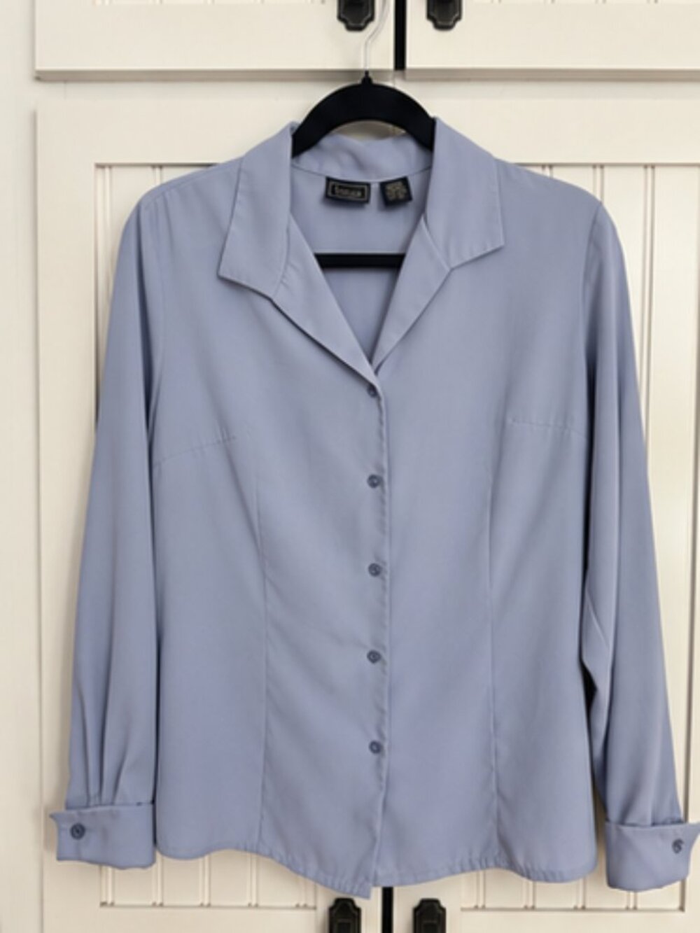 Laura Scott Women’s Size 12 Light Blue Button Front Blouse Long Sleeve